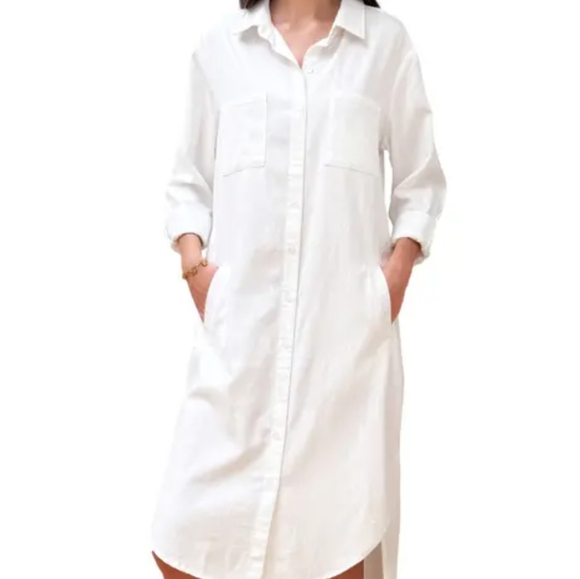 Zara Dresses & Skirts - Zara Viscose White Long Sleeve Shirt Dress Size XL